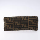 FENDI Zucca Canvas Hand Pouch Black Brown Auth 134013-5