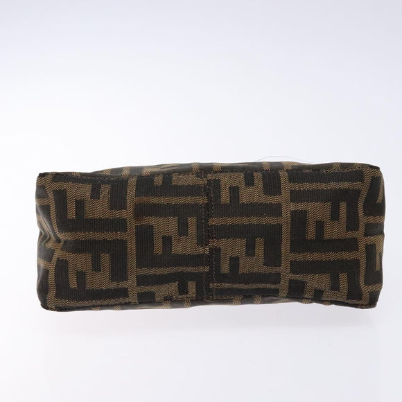 FENDI Zucca Canvas Hand Pouch Black Brown Auth 134013