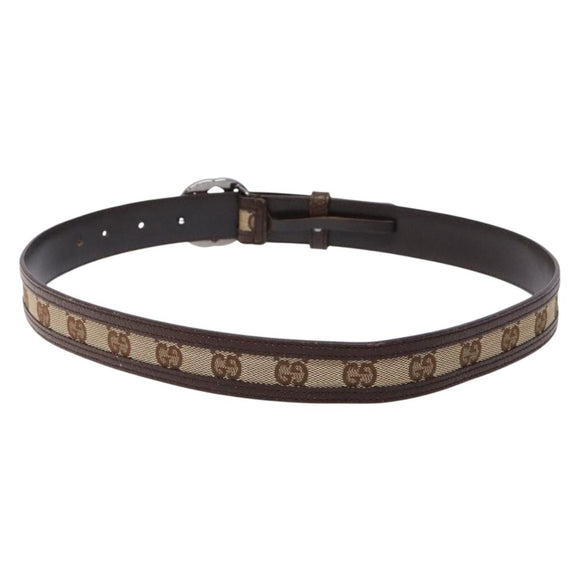 GUCCI Interlocking Belt 35.4"" Beige Silver 114874 Auth 134038
