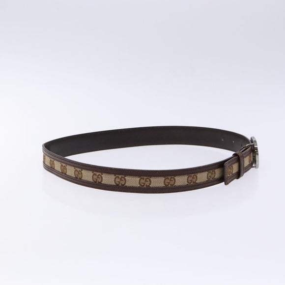 GUCCI Interlocking Belt 35.4"" Beige Silver 114874 Auth 134038