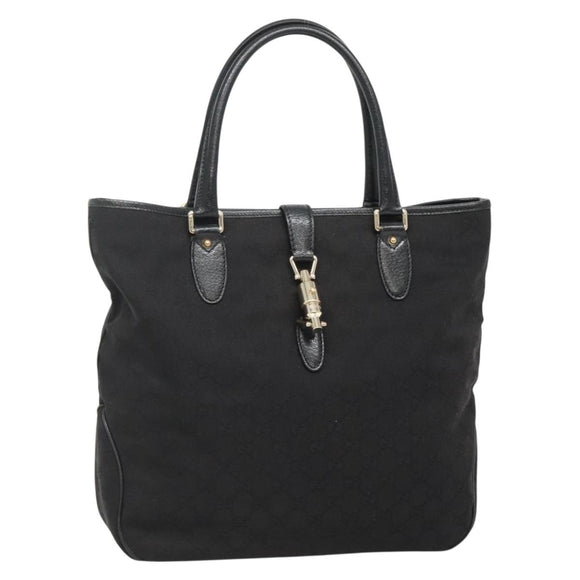 GUCCI GG Canvas Jackie Hand Bag Black Gold 145818 Auth 134047