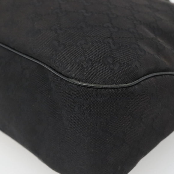 GUCCI GG Canvas Jackie Hand Bag Black Gold 145818 Auth 134047