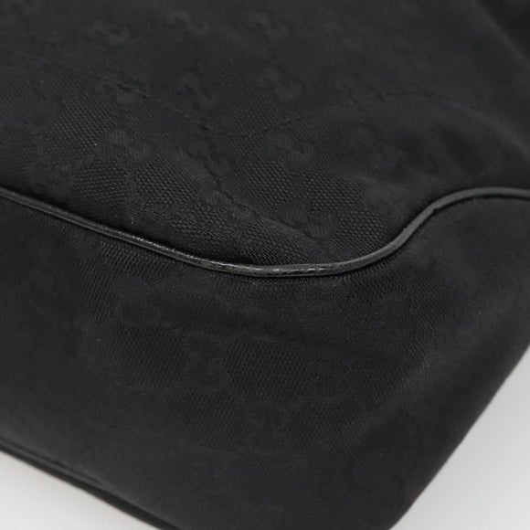 GUCCI GG Canvas Jackie Hand Bag Black Gold 145818 Auth 134047