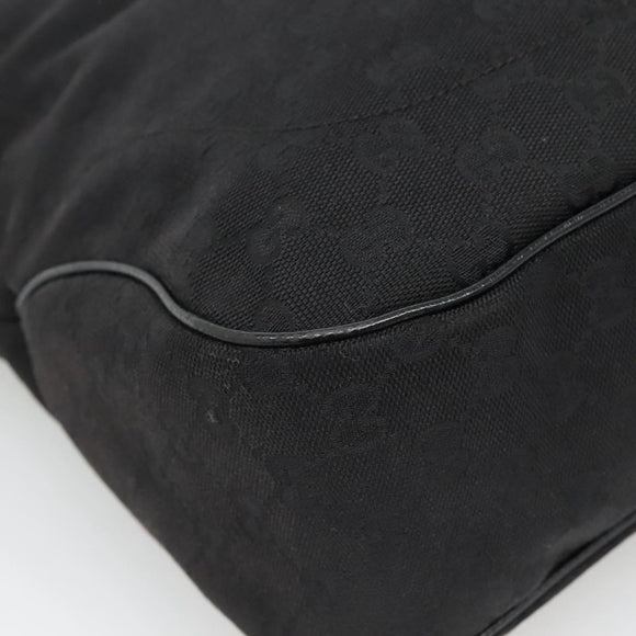 GUCCI GG Canvas Jackie Hand Bag Black Gold 145818 Auth 134047