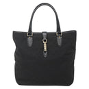 GUCCI GG Canvas Jackie Hand Bag Black Gold 145818 Auth 134047-13