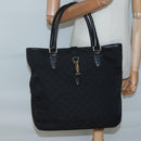 GUCCI GG Canvas Jackie Hand Bag Black Gold 145818 Auth 134047-20