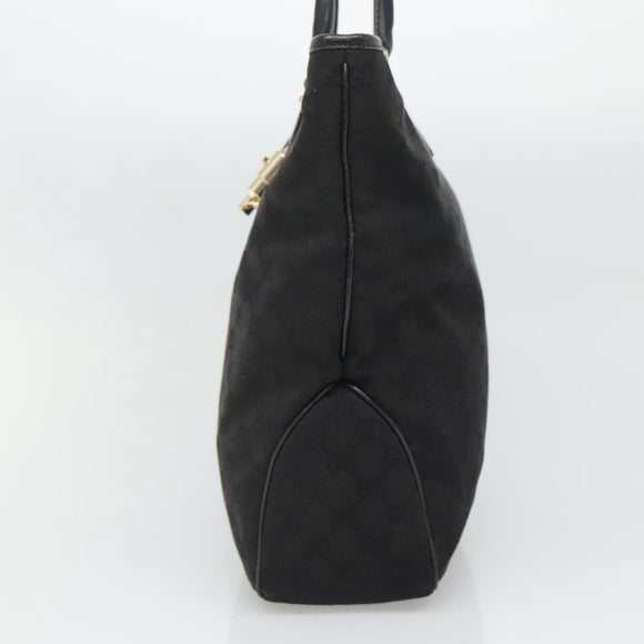 GUCCI GG Canvas Jackie Hand Bag Black Gold 145818 Auth 134047