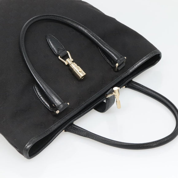 GUCCI GG Canvas Jackie Hand Bag Black Gold 145818 Auth 134047