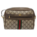 GUCCI GG Supreme Web Sherry Line Shoulder Bag PVC Beige 68 02 004 Auth 134064-2