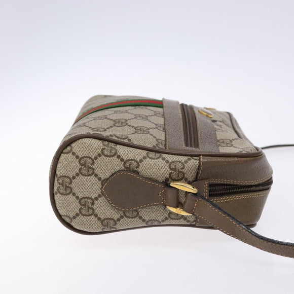 GUCCI GG Supreme Web Sherry Line Shoulder Bag PVC Beige 68 02 004 Auth 134064