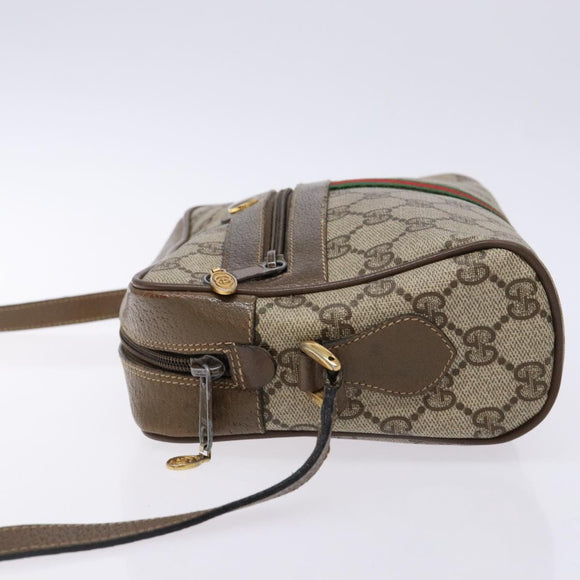 GUCCI GG Supreme Web Sherry Line Shoulder Bag PVC Beige 68 02 004 Auth 134064
