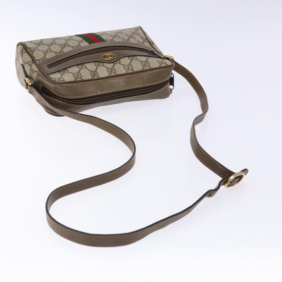 GUCCI GG Supreme Web Sherry Line Shoulder Bag PVC Beige 68 02 004 Auth 134064