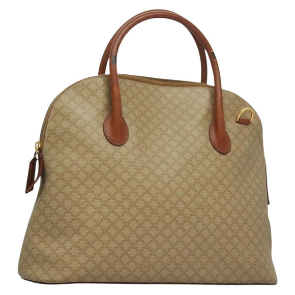 CELINE Macadam Canvas Hand Bag PVC Beige Gold Auth 134068