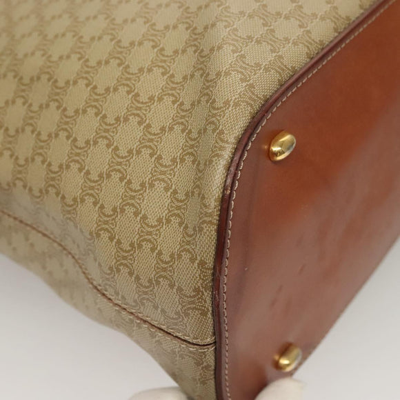 CELINE Macadam Canvas Hand Bag PVC Beige Gold Auth 134068