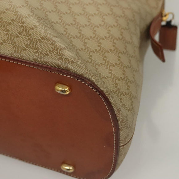 CELINE Macadam Canvas Hand Bag PVC Beige Gold Auth 134068