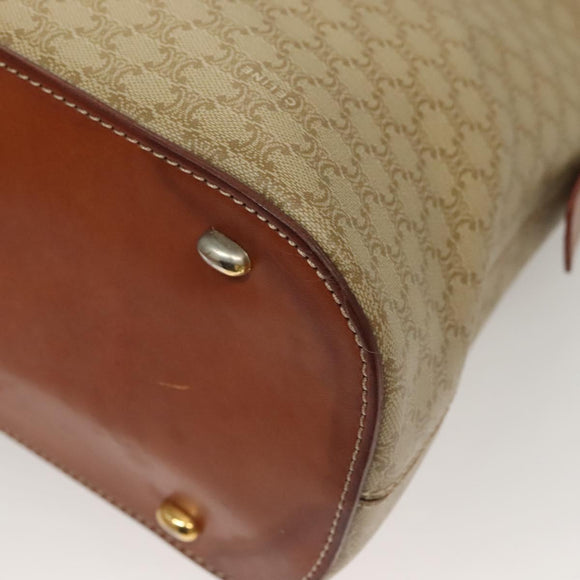 CELINE Macadam Canvas Hand Bag PVC Beige Gold Auth 134068