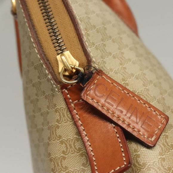 CELINE Macadam Canvas Hand Bag PVC Beige Gold Auth 134068