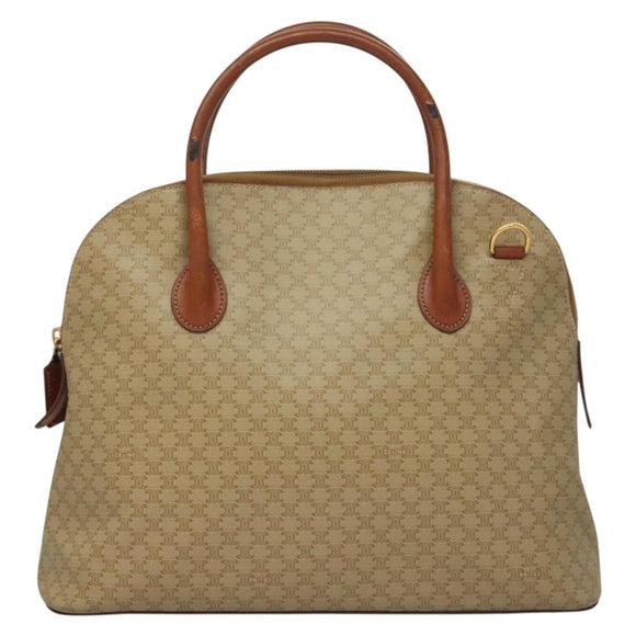 CELINE Macadam Canvas Hand Bag PVC Beige Gold Auth 134068