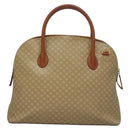 CELINE Macadam Canvas Hand Bag PVC Beige Gold Auth 134068-2