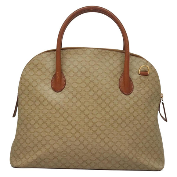 CELINE Macadam Canvas Hand Bag PVC Beige Gold Auth 134068