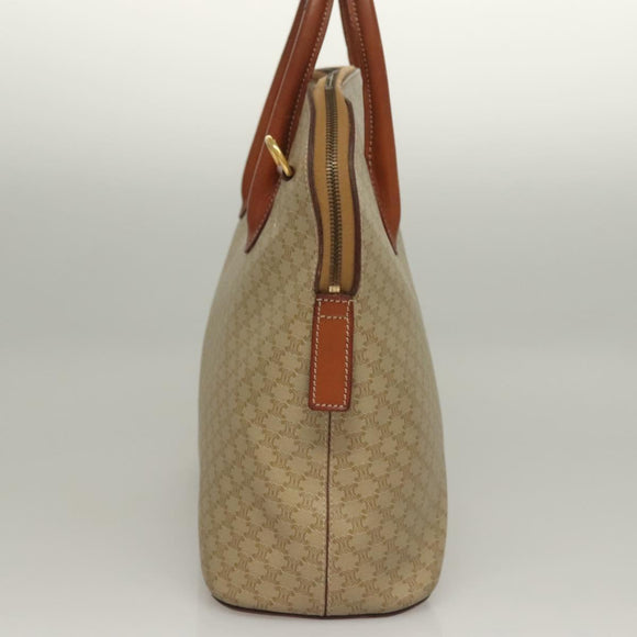 CELINE Macadam Canvas Hand Bag PVC Beige Gold Auth 134068