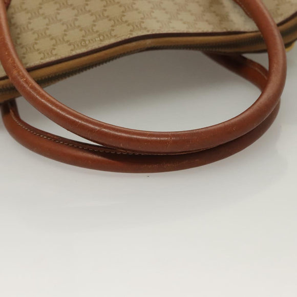CELINE Macadam Canvas Hand Bag PVC Beige Gold Auth 134068