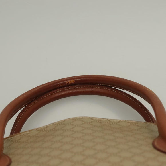 CELINE Macadam Canvas Hand Bag PVC Beige Gold Auth 134068