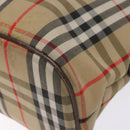 Burberrys Nova Check Hand Bag Canvas Beige Gold Auth 134084-9