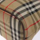 Burberrys Nova Check Hand Bag Canvas Beige Gold Auth 134084-15