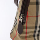Burberrys Nova Check Hand Bag Canvas Beige Gold Auth 134084-10