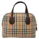 Burberrys Nova Check Hand Bag Canvas Beige Gold Auth 134084-2