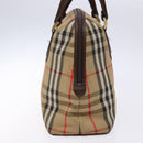 Burberrys Nova Check Hand Bag Canvas Beige Gold Auth 134084-4