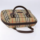 Burberrys Nova Check Hand Bag Canvas Beige Gold Auth 134084-6