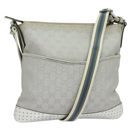 GUCCI GG Canvas Shoulder Bag Silver 145857 Auth 134088
