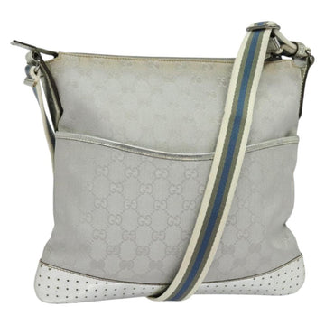 GUCCI GG Canvas Shoulder Bag Silver 145857 Auth 134088