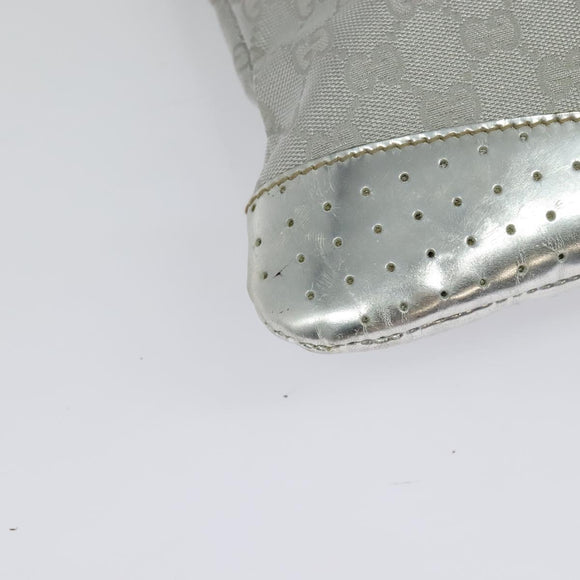GUCCI GG Canvas Shoulder Bag Silver 145857 Auth 134088