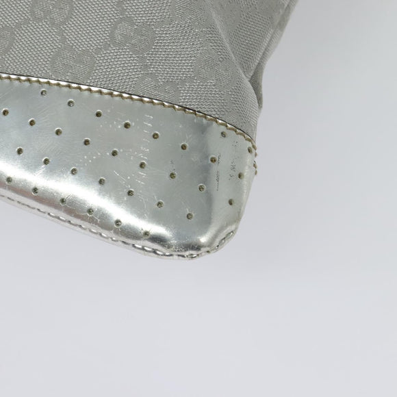 GUCCI GG Canvas Shoulder Bag Silver 145857 Auth 134088