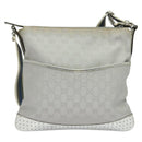 GUCCI GG Canvas Shoulder Bag Silver 145857 Auth 134088-13