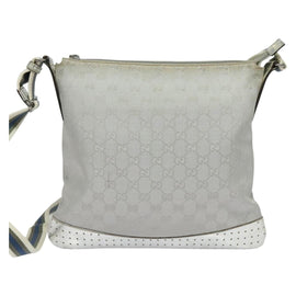 GUCCI GG Canvas Shoulder Bag Silver 145857 Auth 134088 - 0