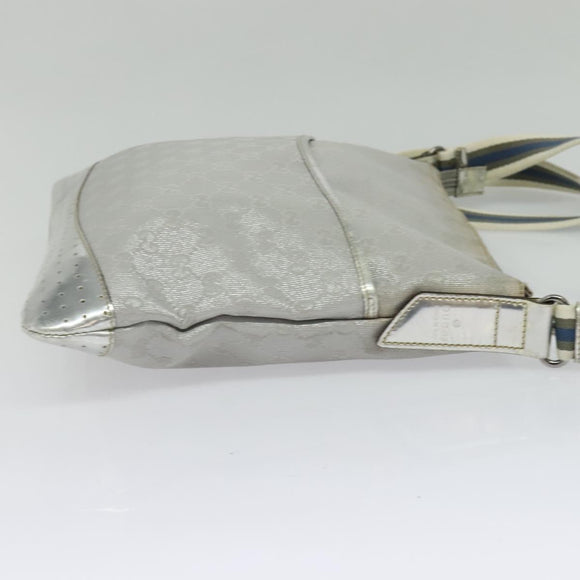 GUCCI GG Canvas Shoulder Bag Silver 145857 Auth 134088