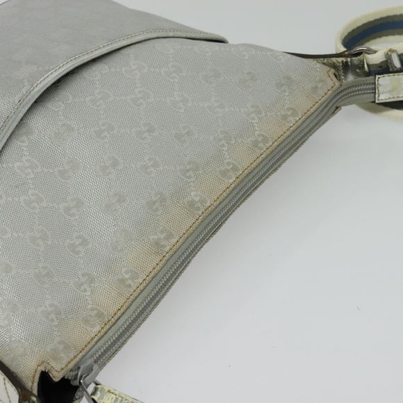 GUCCI GG Canvas Shoulder Bag Silver 145857 Auth 134088