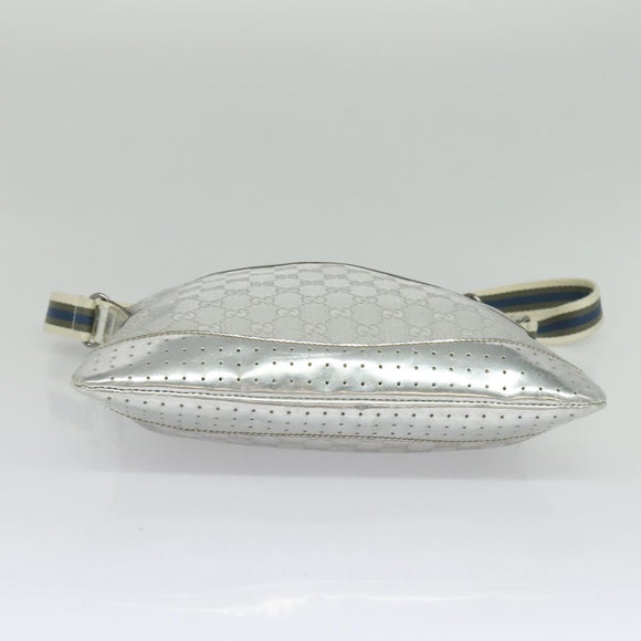 GUCCI GG Canvas Shoulder Bag Silver 145857 Auth 134088