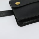 HERMES Pochette Green Waist bag Togo leather Black Gold Auth 134089-9