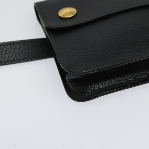 HERMES Pochette Green Waist bag Togo leather Black Gold Auth 134089