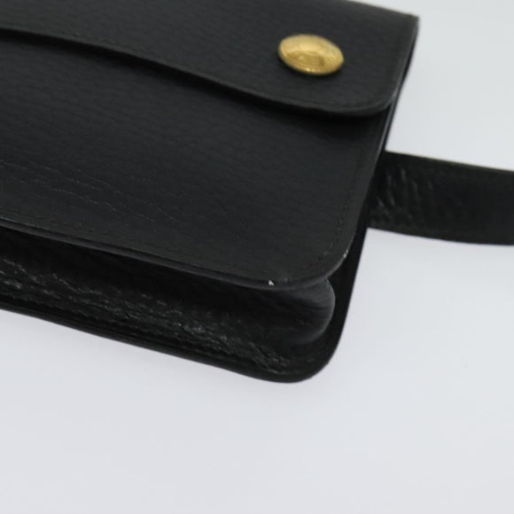 HERMES Pochette Green Waist bag Togo leather Black Gold Auth 134089