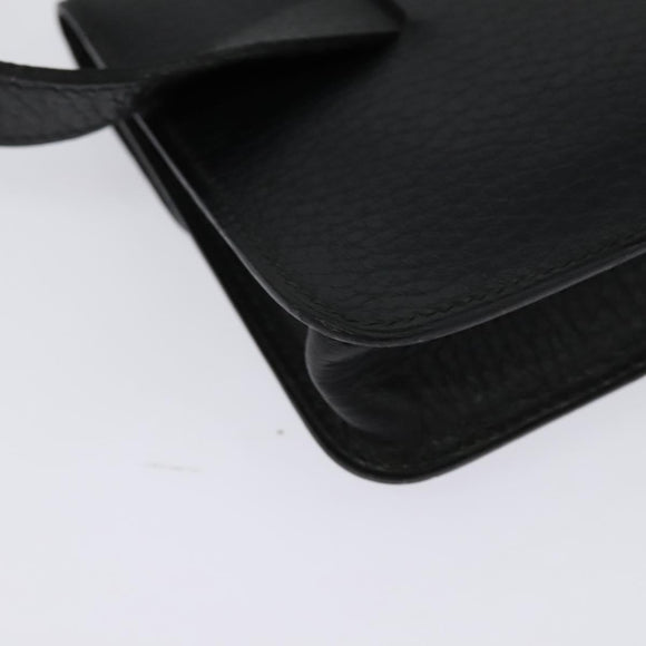 HERMES Pochette Green Waist bag Togo leather Black Gold Auth 134089