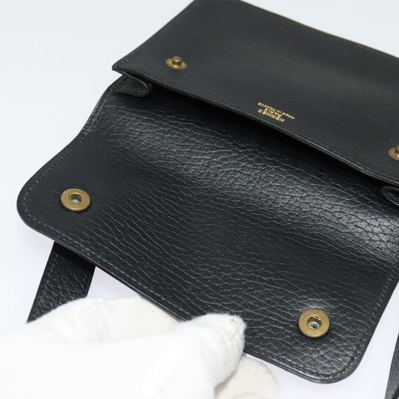 HERMES Pochette Green Waist bag Togo leather Black Gold Auth 134089