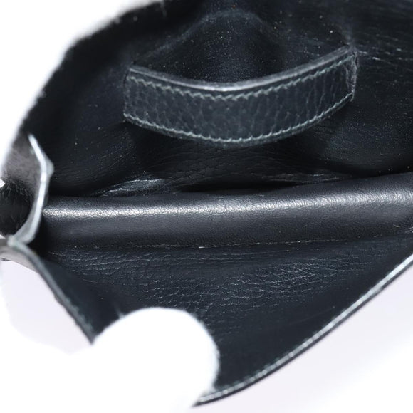 HERMES Pochette Green Waist bag Togo leather Black Gold Auth 134089