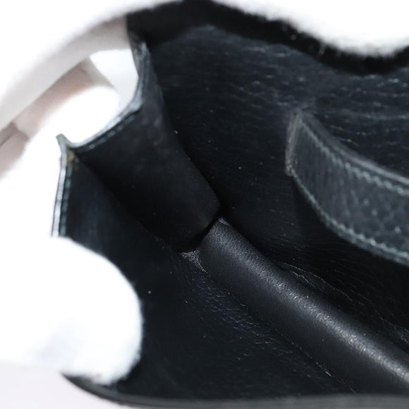 HERMES Pochette Green Waist bag Togo leather Black Gold Auth 134089