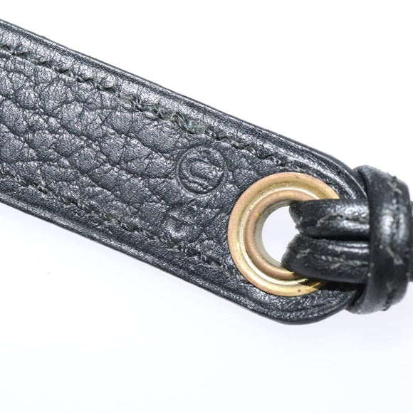 HERMES Pochette Green Waist bag Togo leather Black Gold Auth 134089